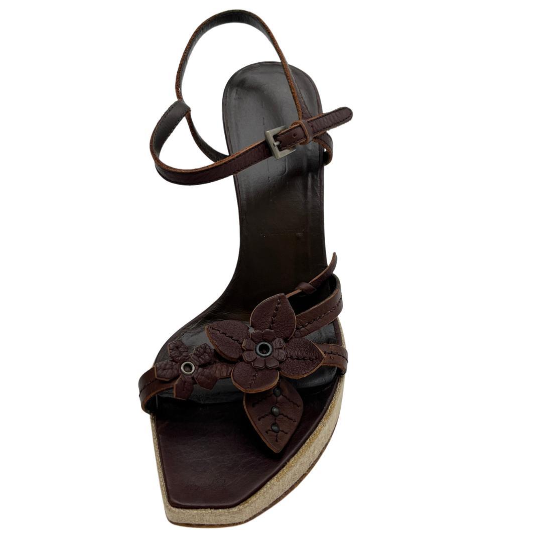 PRADA プラダ フラワーモチーフ サンダル ヒール　サイズ38　24cm