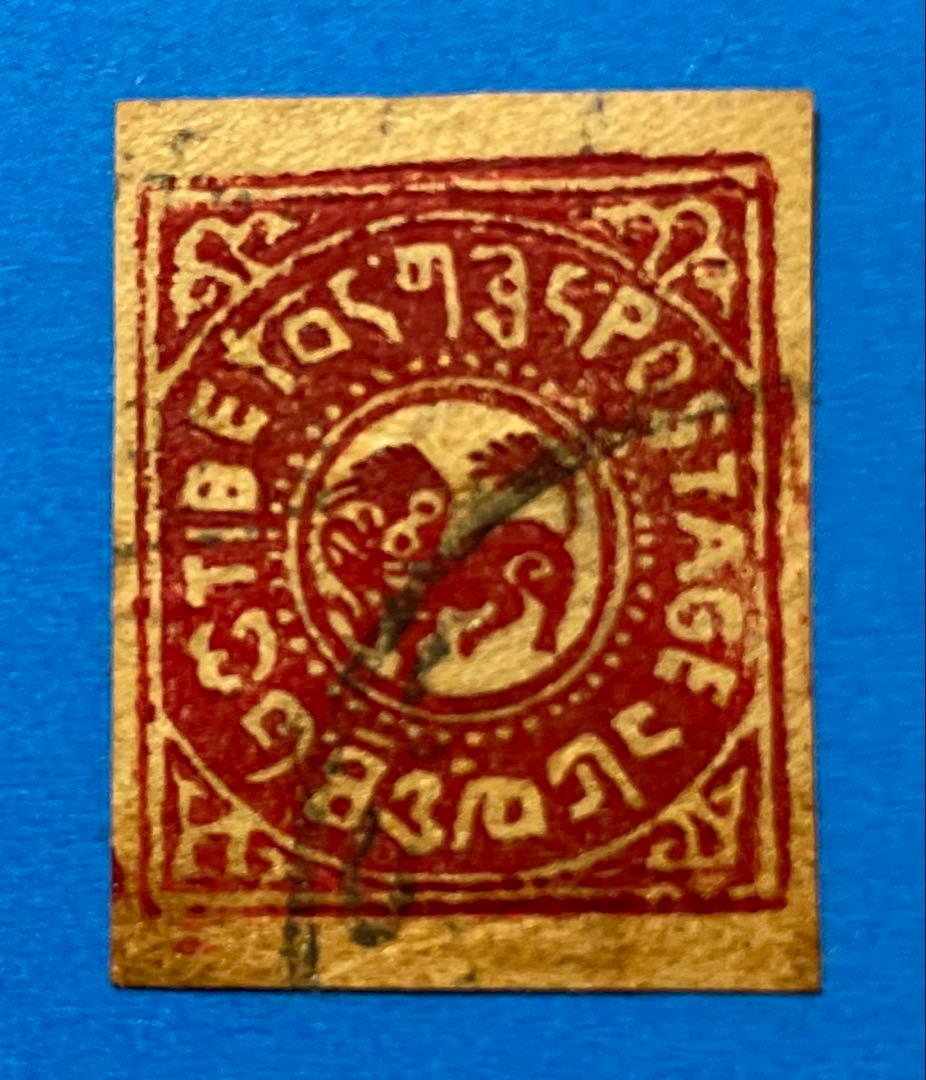 【超激レア品！！】　中国切手　チベット初期の切手（消印あり、4枚）