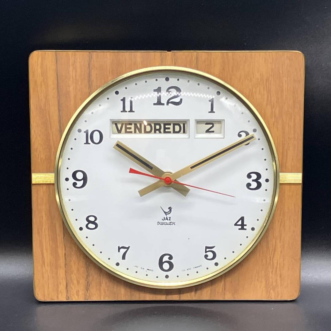 フランス　JAZ　ジャズ　壁掛け時計　1960年代　ビンテージ　フランス語　パリ