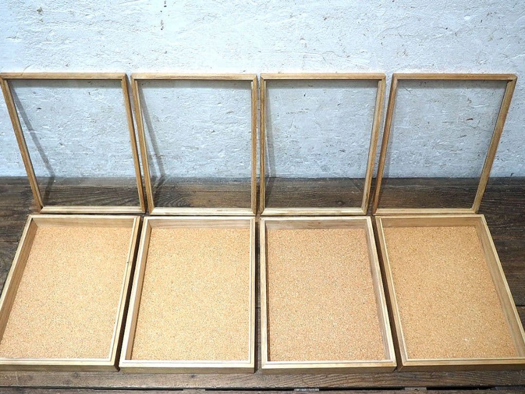 1389 ①蓋付 レトロな標本ケース(小)4個セット　ガラスケース　コレクション