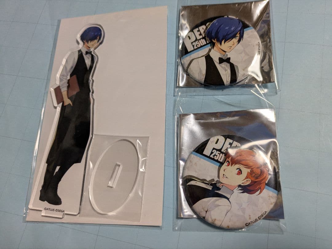 ペルソナ３　主人公　アクリルスタンド　缶バッジ　セガコラボカフェ