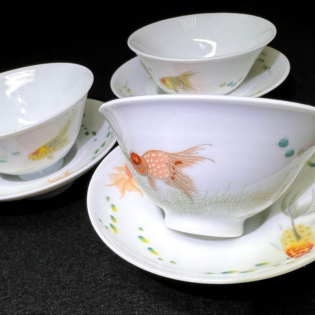 中国美術　粉彩茶器3点　7.8/9.2㎝　東Y8-0205☆2F