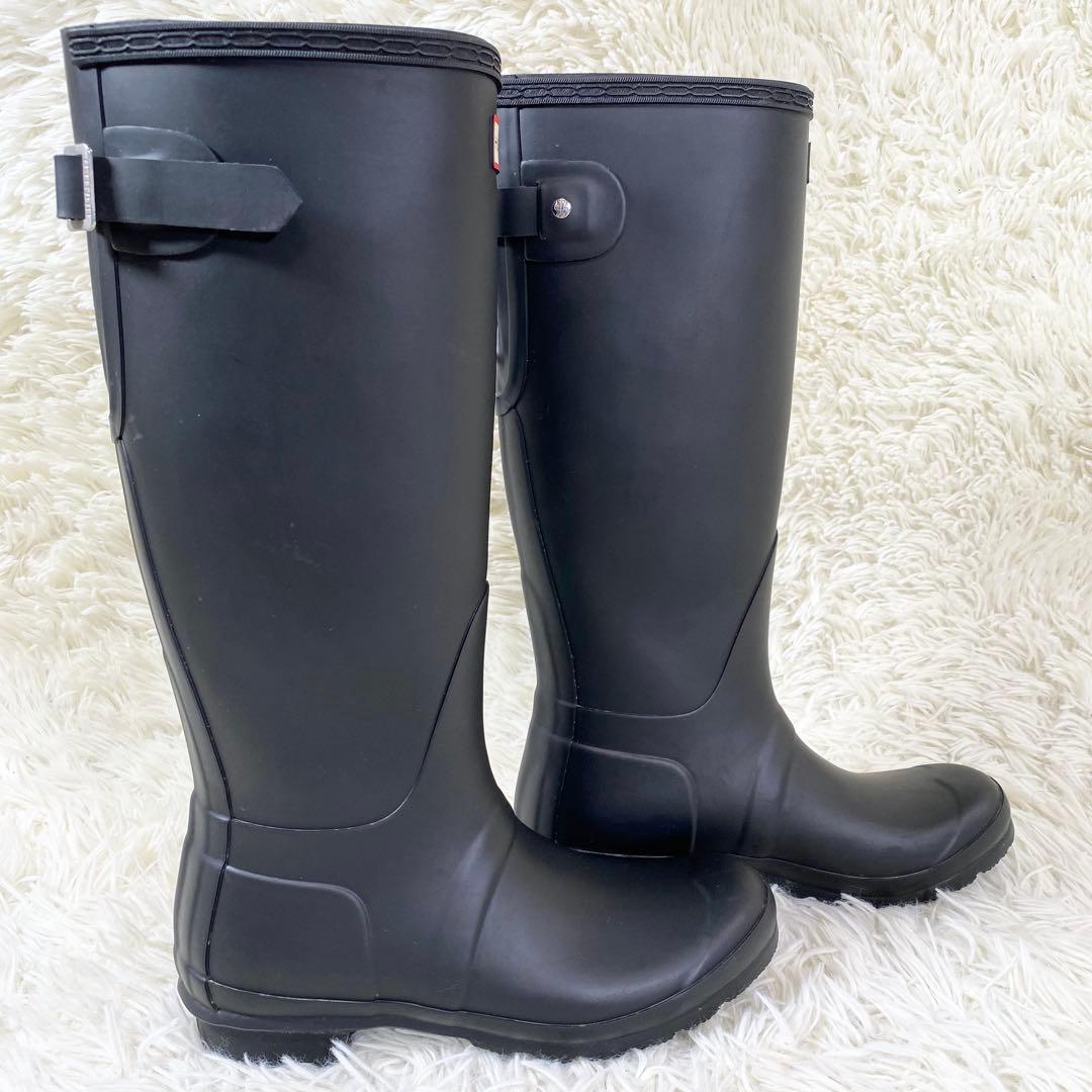 美品　HUNTER ハンター　レインブーツ　ロングブーツ　シューズ　雨　長靴　黒