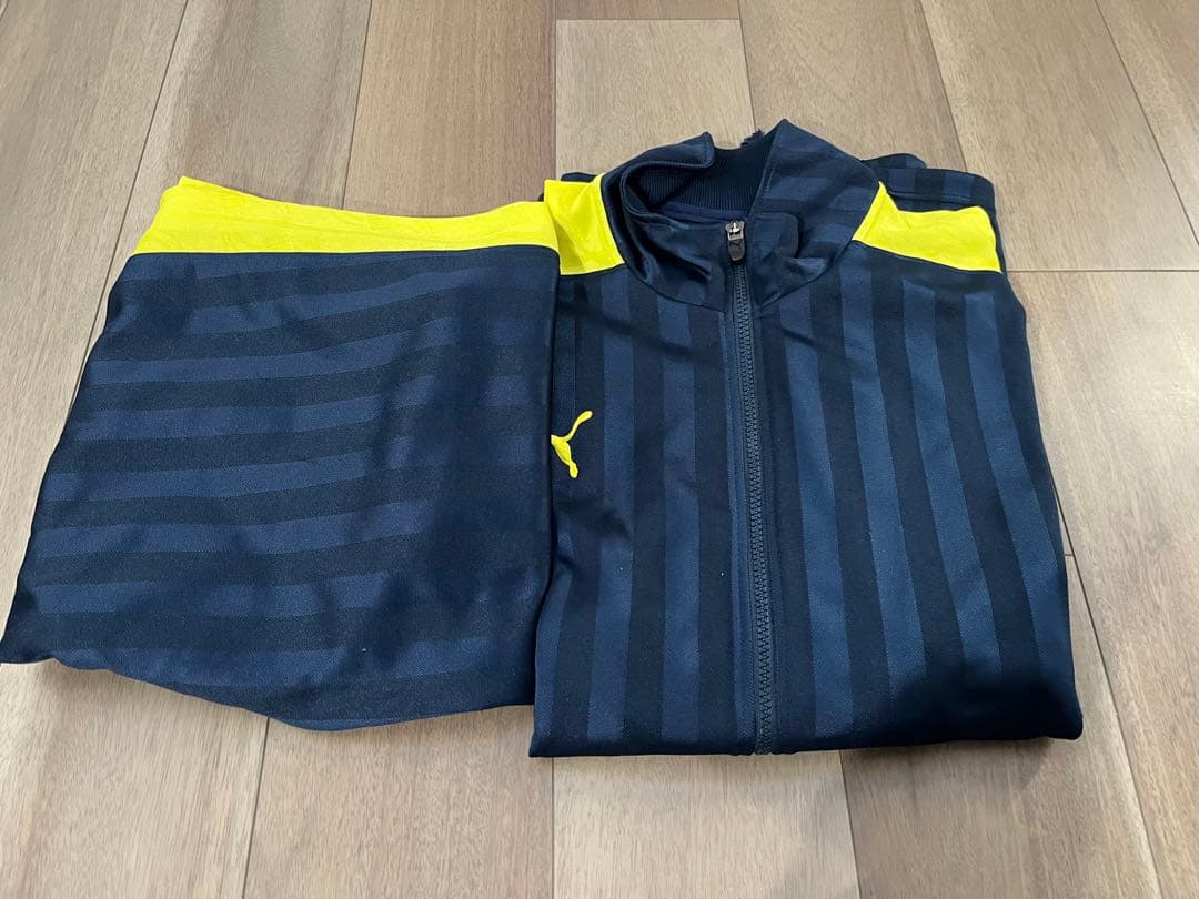 PUMA ストライプジャージ L ネイビー/イエロー