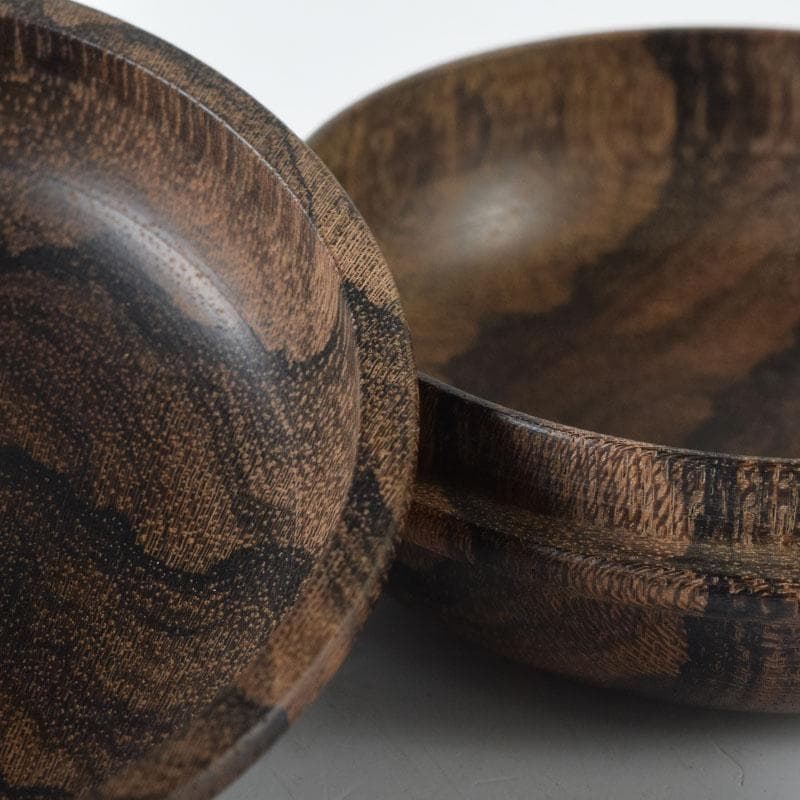 茶道具　黒柿　香合　共布　共箱　V　7633