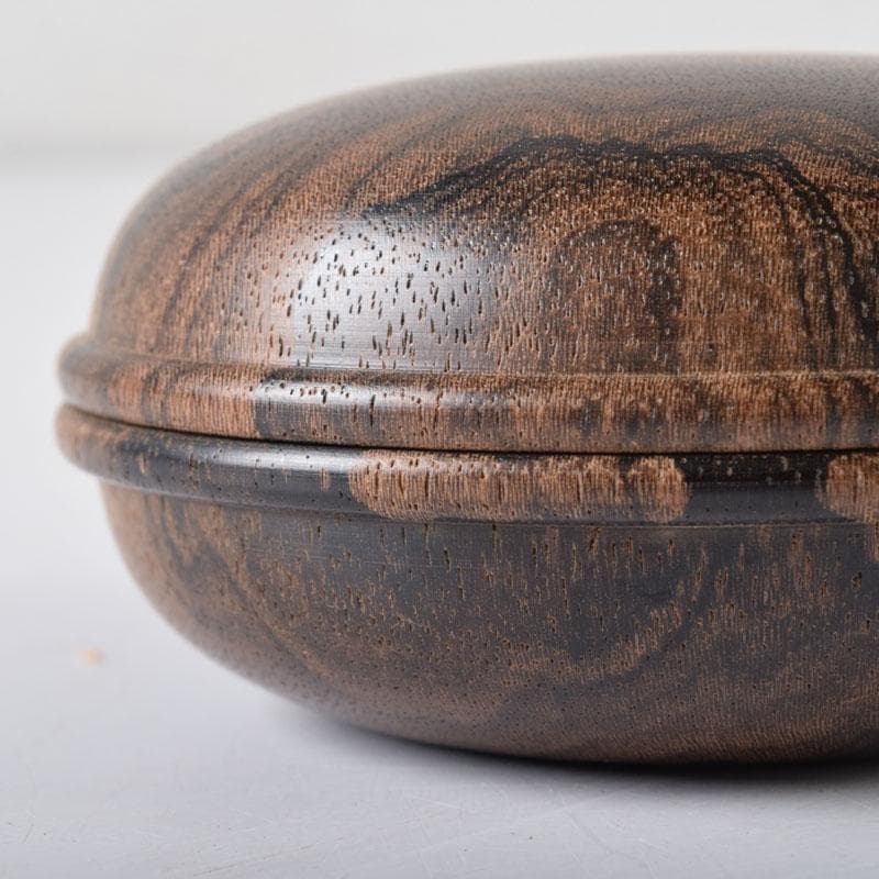 茶道具　黒柿　香合　共布　共箱　V　7633