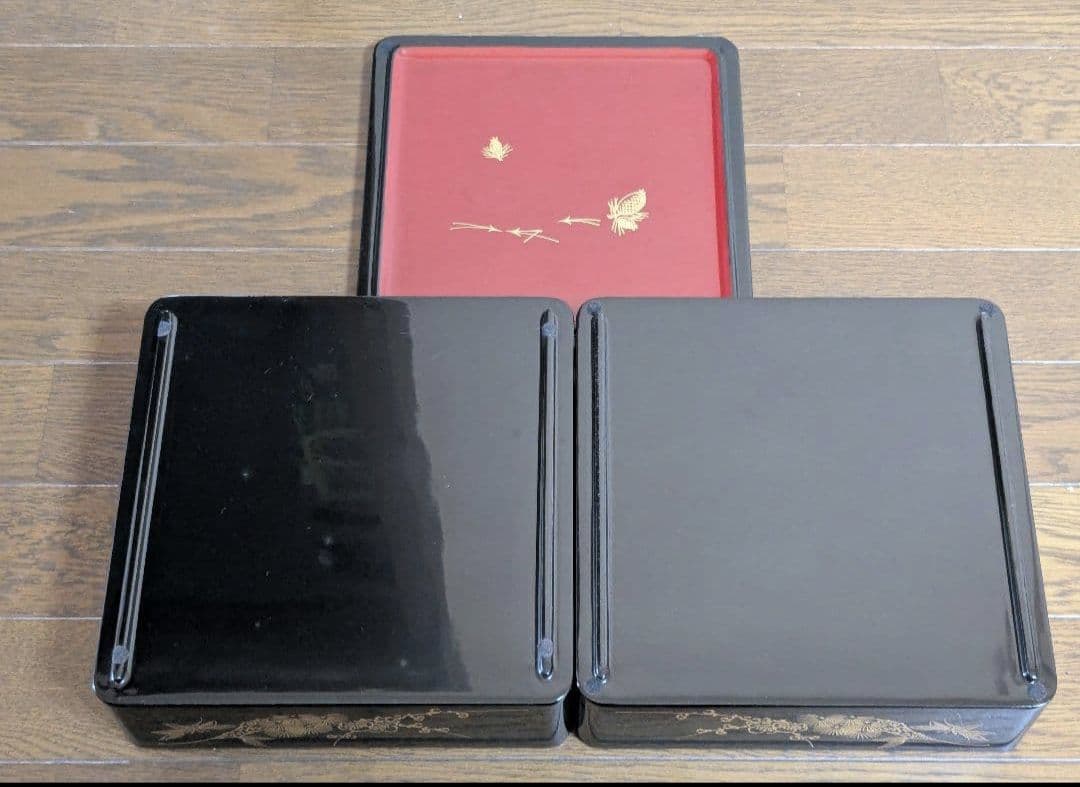 未使用 ☆ 2段重箱 菊華堂 孔雀屋利吉 漆巧 本金蒔絵