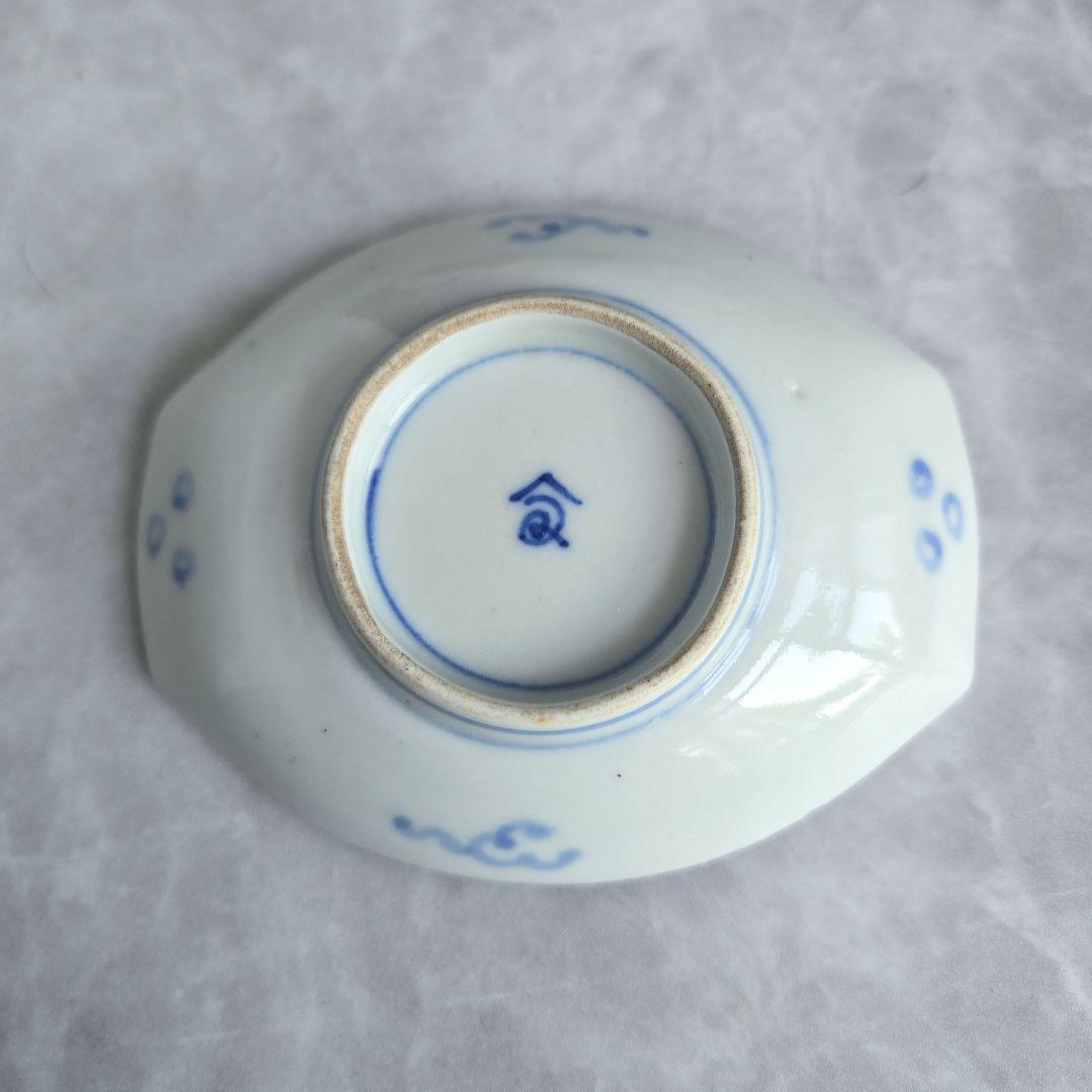 古伊万里　染付　小皿　江戸時代　鮎　香魚　骨董　金直し　金継ぎ　アンティーク