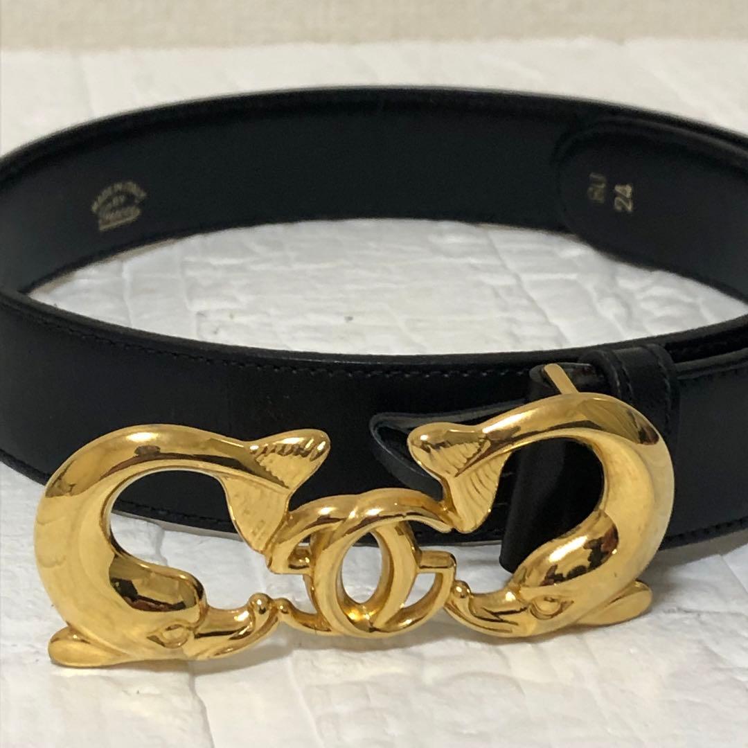 美品　レア　GUCCI ベルト　イルカ　GG バックル　オールドグッチ レザー