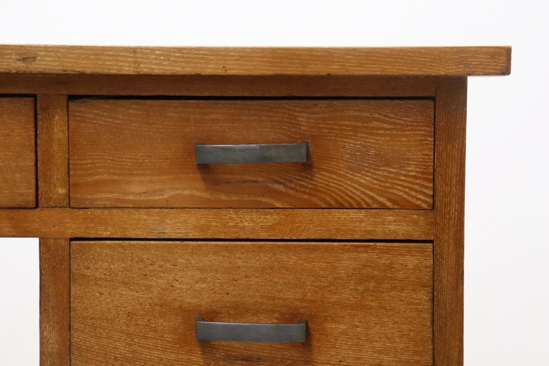 レトロ 無垢材 片袖机 作業台 PC デスク 書斎 展示台 飾り台 ヴィンテージ