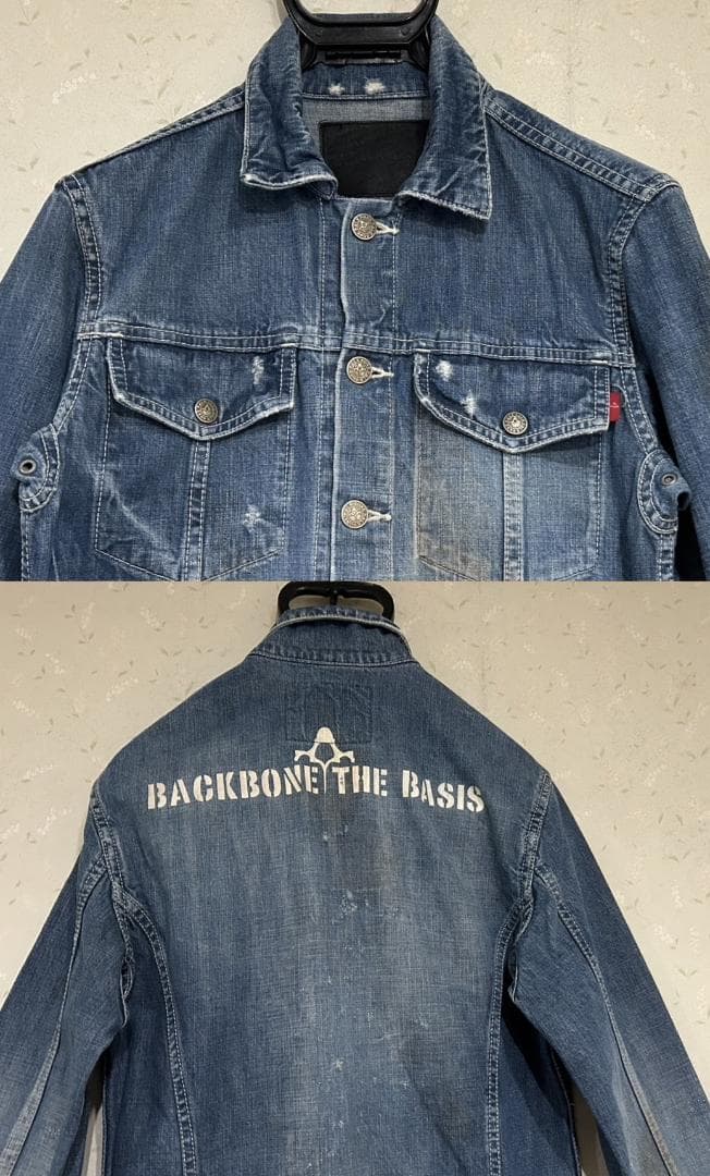 ＊バックボーン BACKBONE ダメージ 汚れ加工 デニム つなぎ S