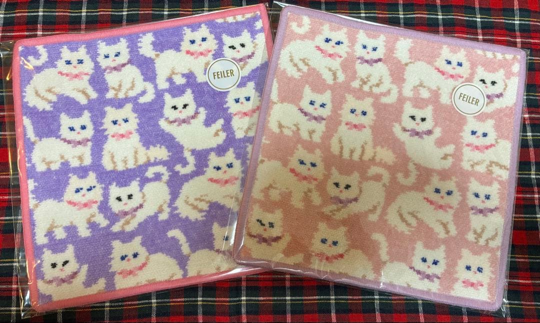 新品未開封　ラブラリーバイフェイラー モフモフネコチャン ハンカチ　2枚セット