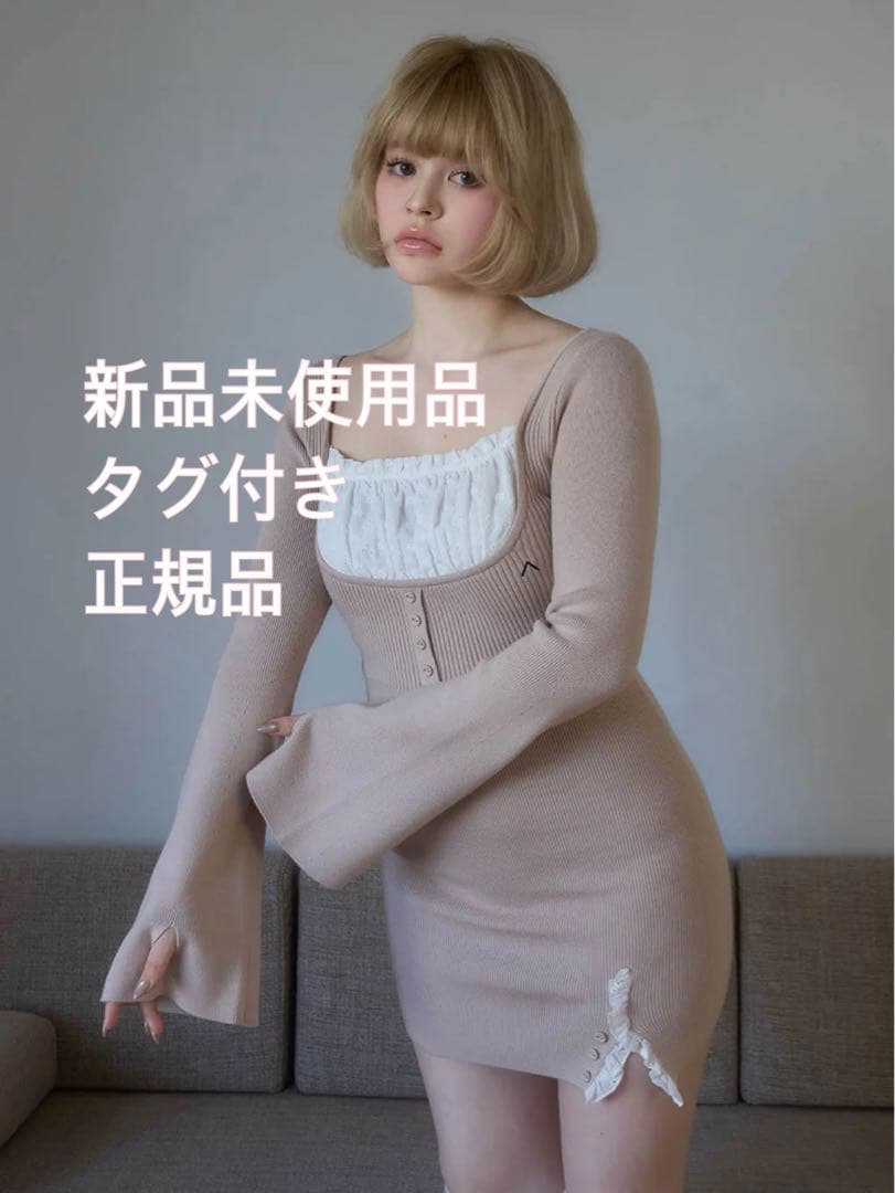 新品　andmary Poppy lace mini dress ベージュ