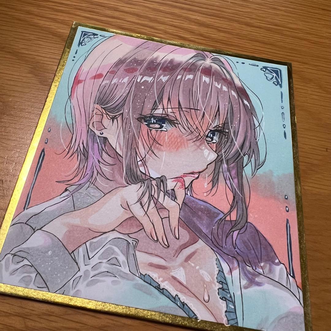 は*む様 手描きイラスト オリジナルイラスト 色紙 イラスト 原画 コピック