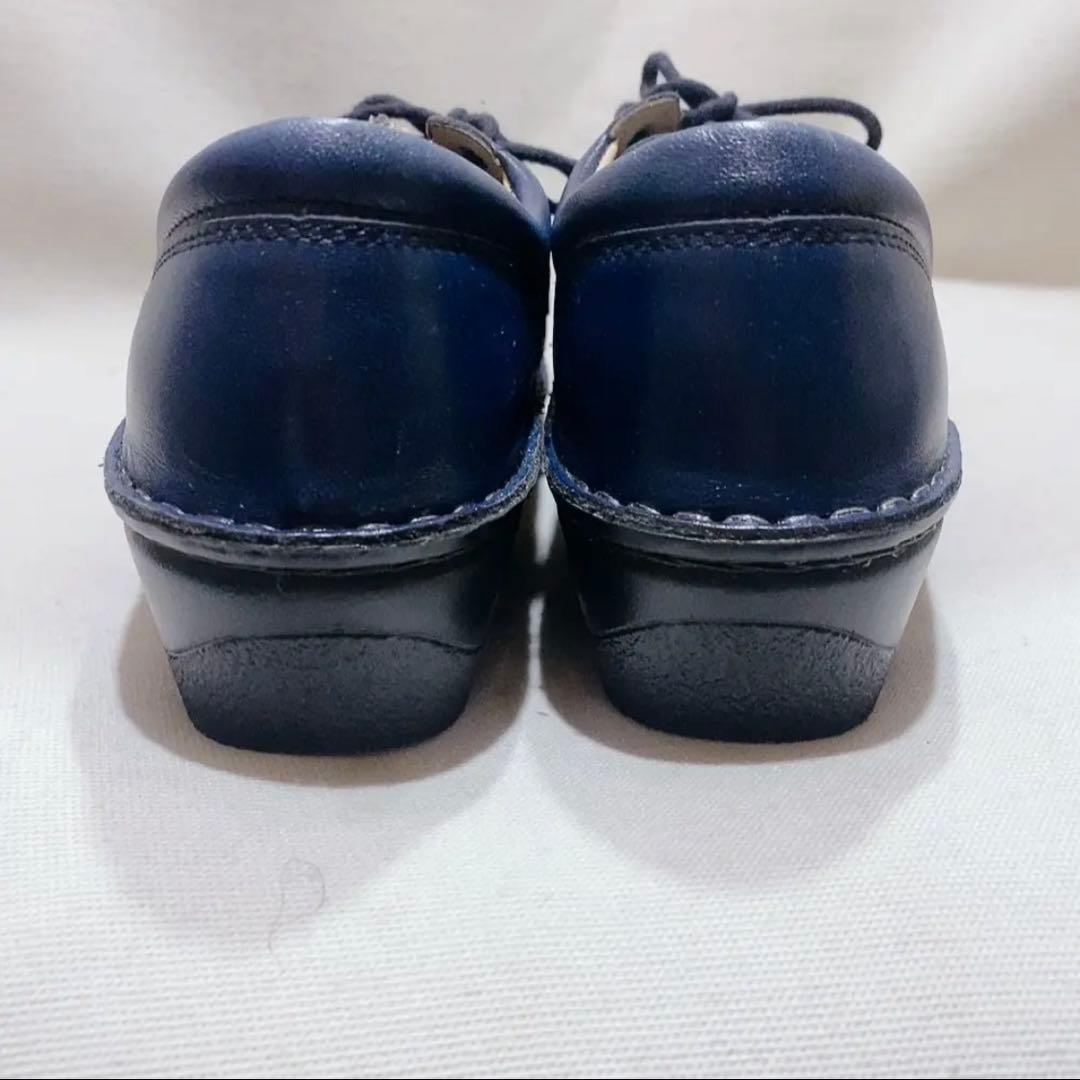 フィンコンフォート　シューズ　紺色　レザー　Finn Comfort
