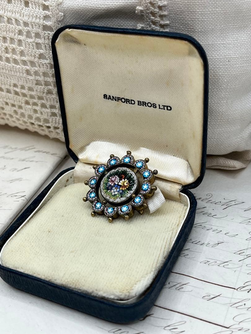 イタリアヴィンテージ マイクロモザイクブローチ ブルー 星⭐︎