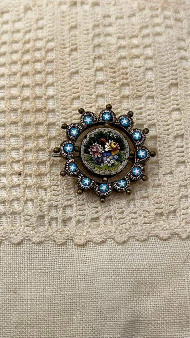 イタリアヴィンテージ マイクロモザイクブローチ ブルー 星⭐︎