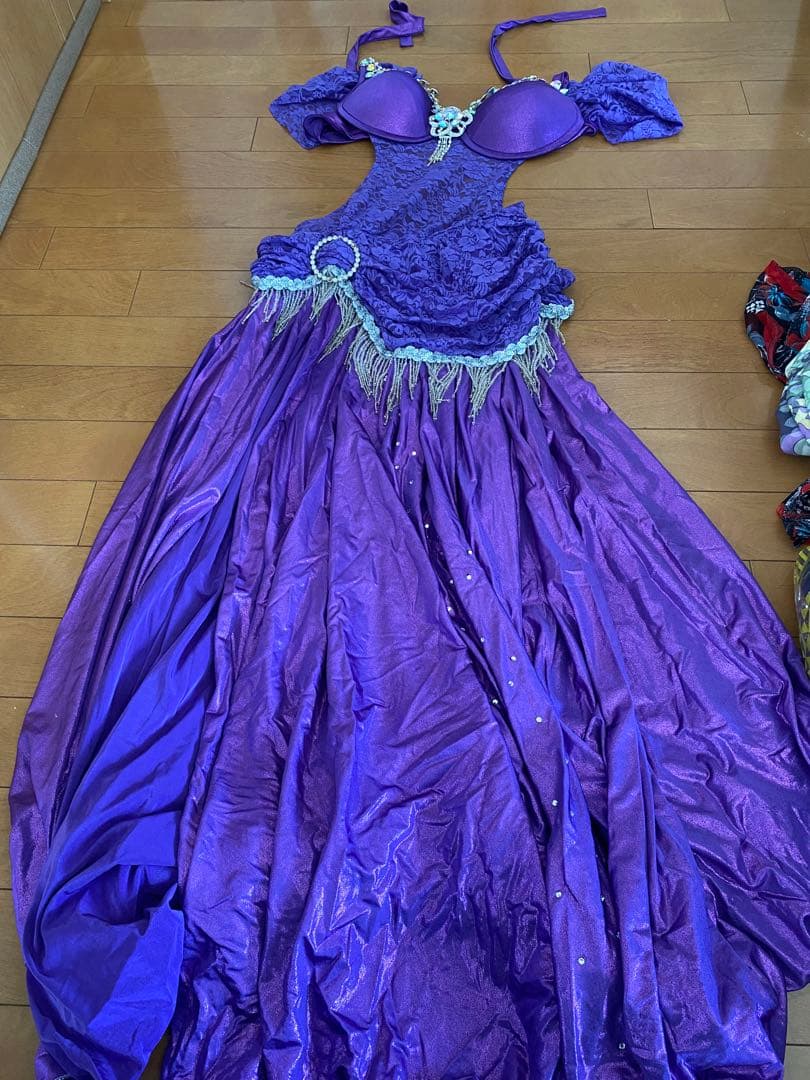 紫色 ベリーダンス セットアップ　衣装