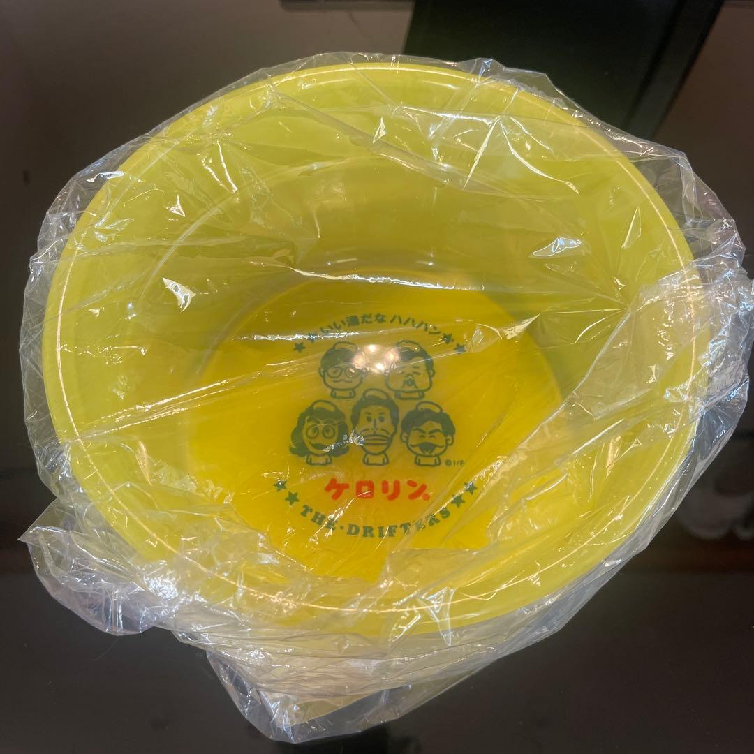 新品未使用ドリフとけろりんコラボ桶タオル付き イエロー 湯桶 キャラクター付き