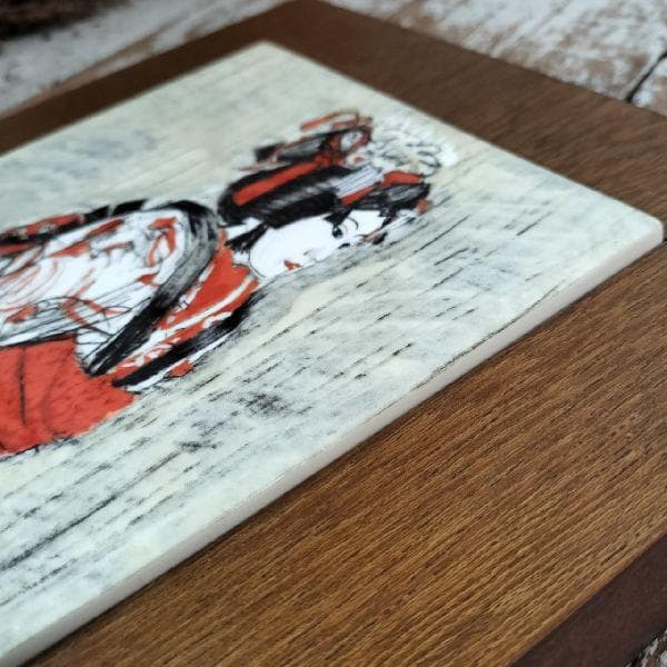 ナルミ鳴海製陶 陶額 陶板画 洋画家 重鎮 杉本健吉 画伯 文楽人形 お染 額装