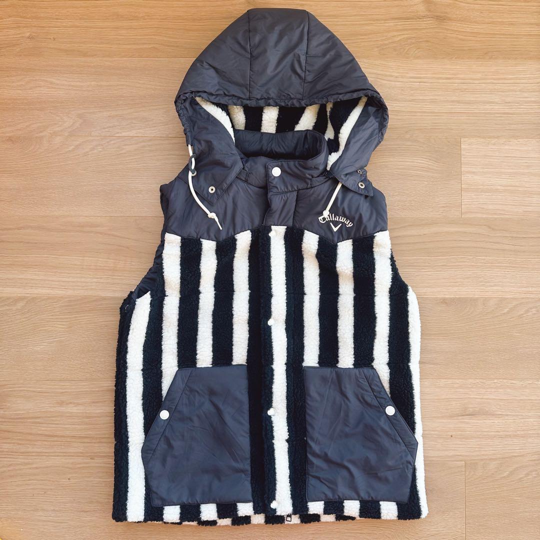 【新品未使用】Callaway Lサイズ メンズ中綿ボアベストネイビーホワイト