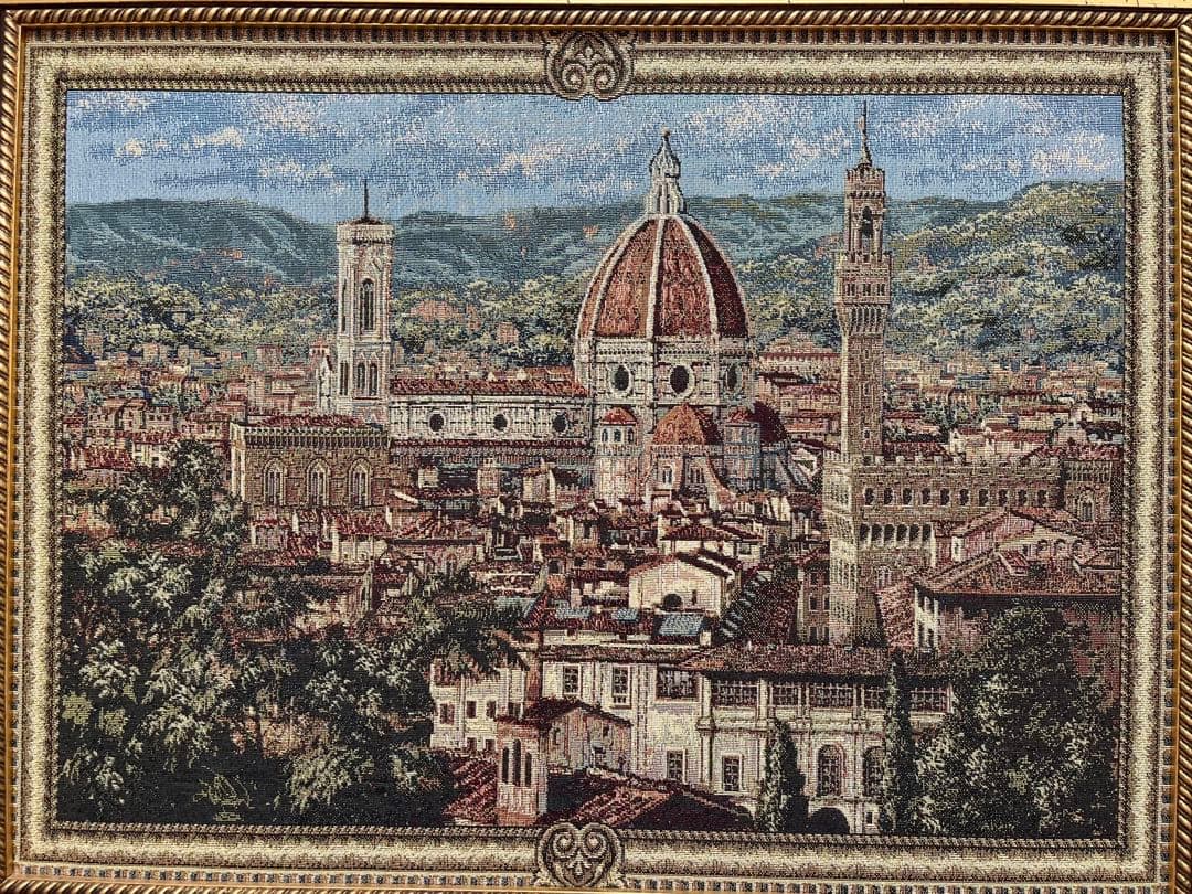 【大判】刺繍絵画 フィレンツェ 大聖堂 風景画 額縁付き インテリア アート
