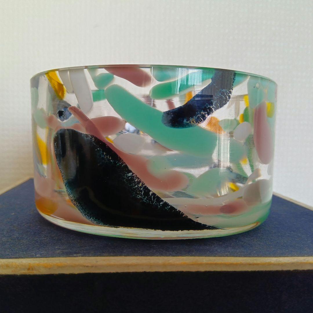 人間国宝 岩田藤七作 蒼風好み 硝子花器 昭和28(1953)年作品 専用箱入り