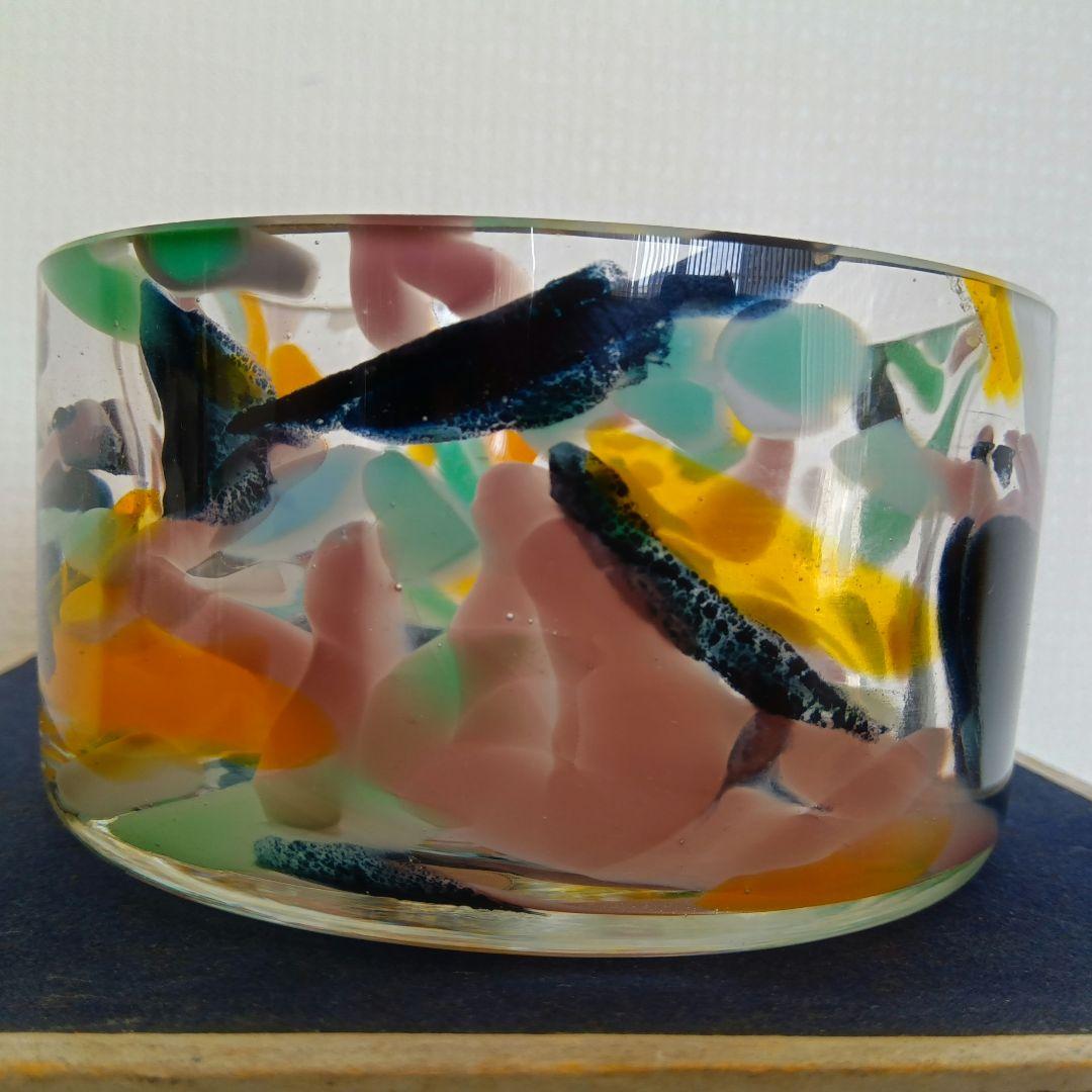 人間国宝 岩田藤七作 蒼風好み 硝子花器 昭和28(1953)年作品 専用箱入り