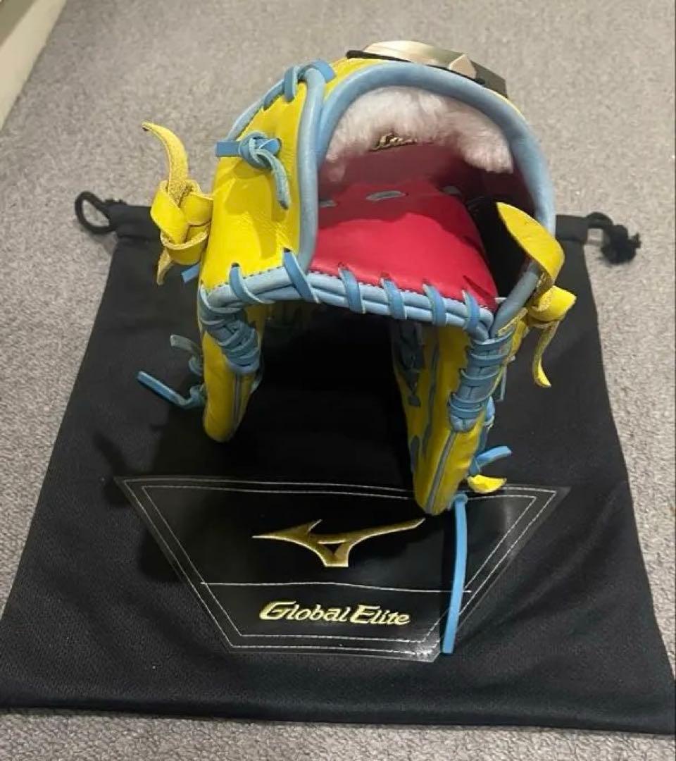 ミズノ　グローバルエリート 外野手用　オーダー　イエロー×ターコイズ　最終値下