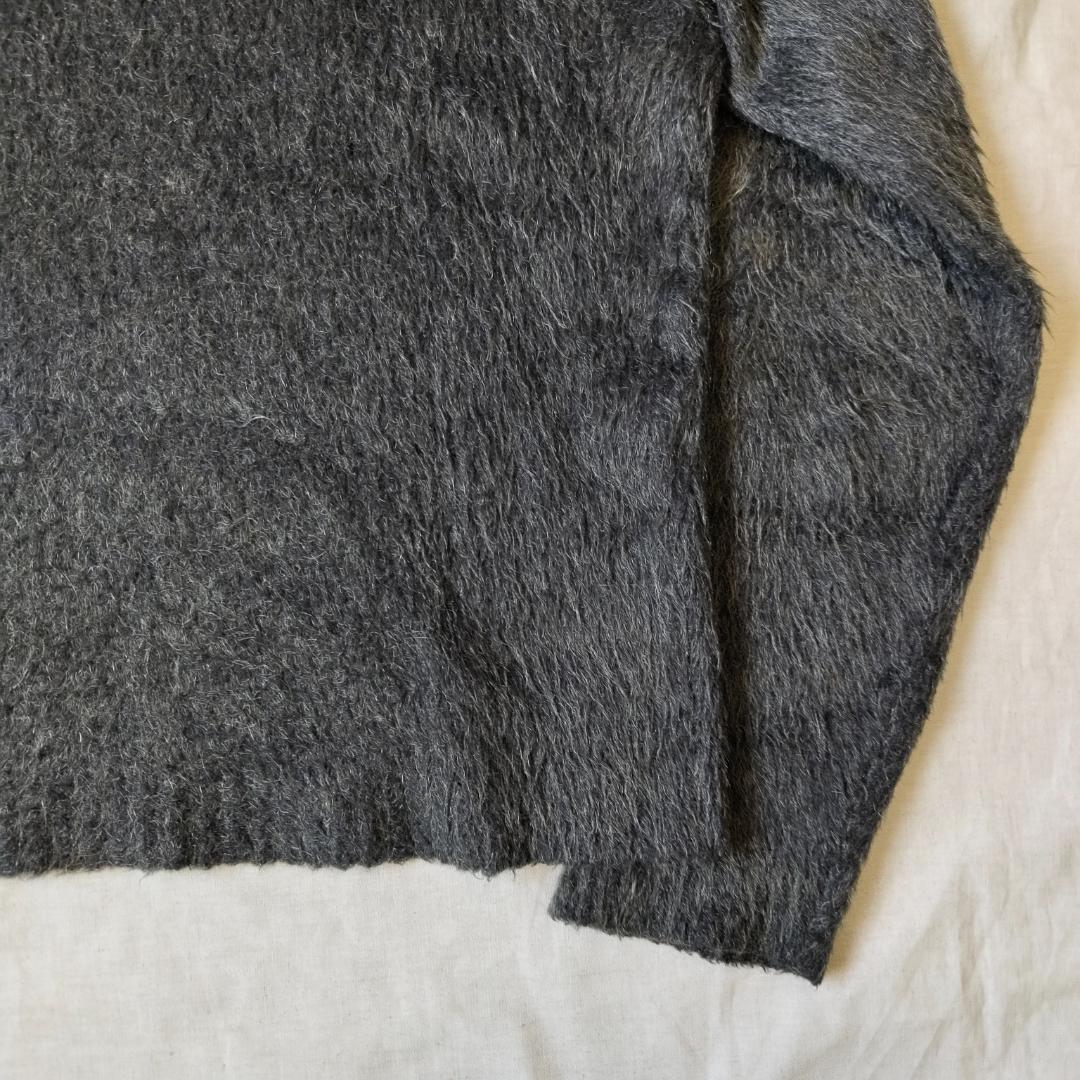 毛足長 60s シャギー モヘアニット Vネック ダークグレー ビッグサイズ L