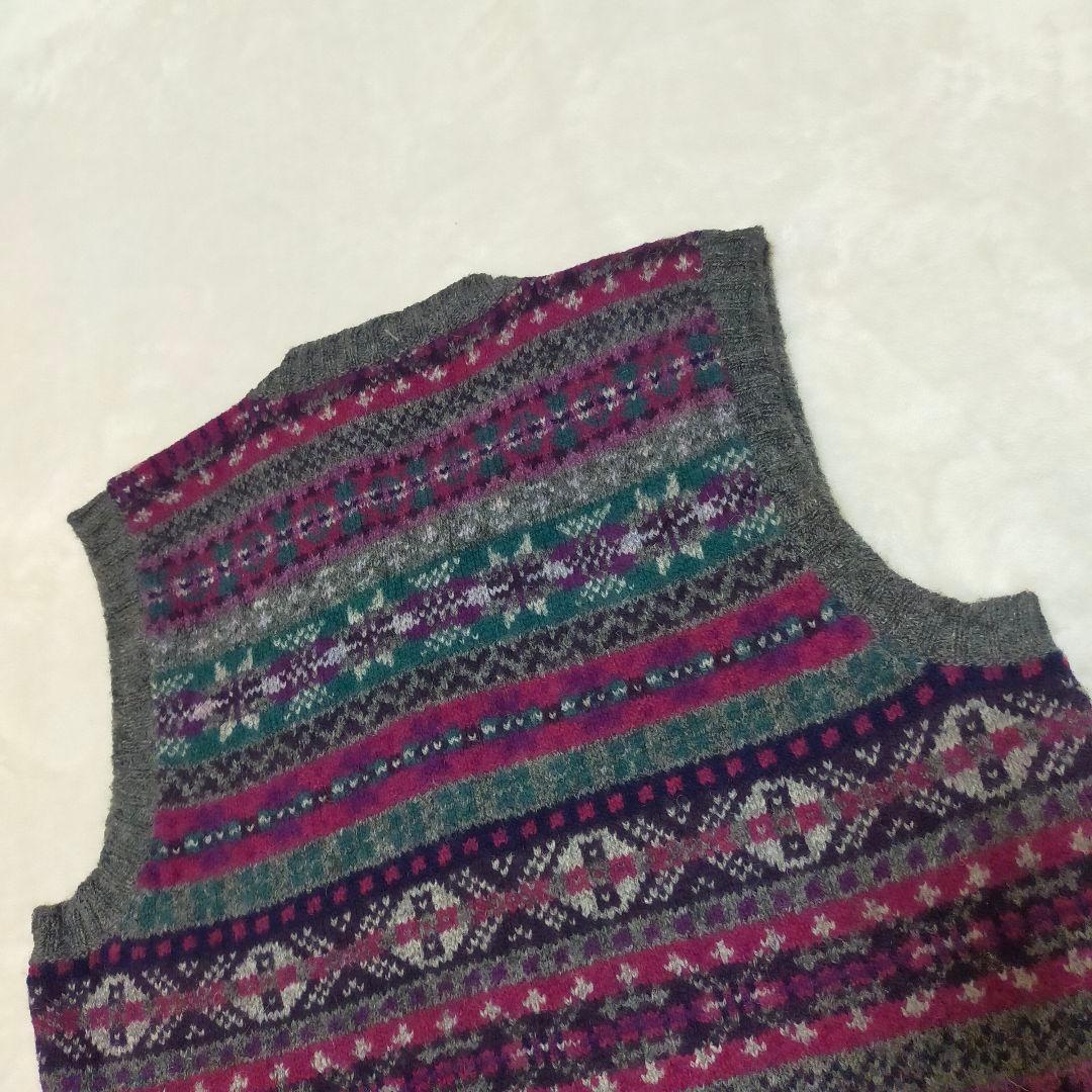 未使用品　Jamieson's　フェアアイル柄　ニットベスト　М