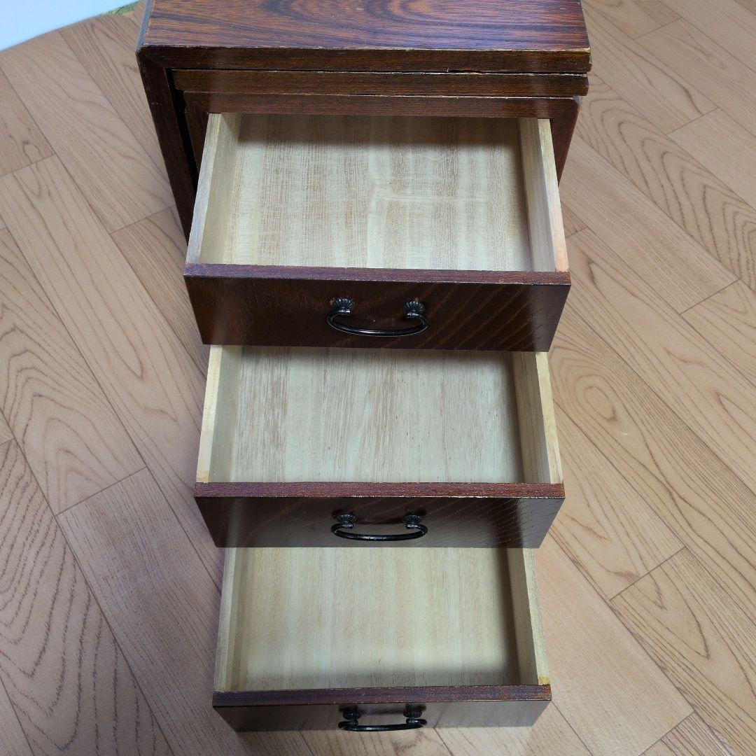 片袖机レトロ木製折りたたみ座机　テーブル 引き出し3つ付き文机