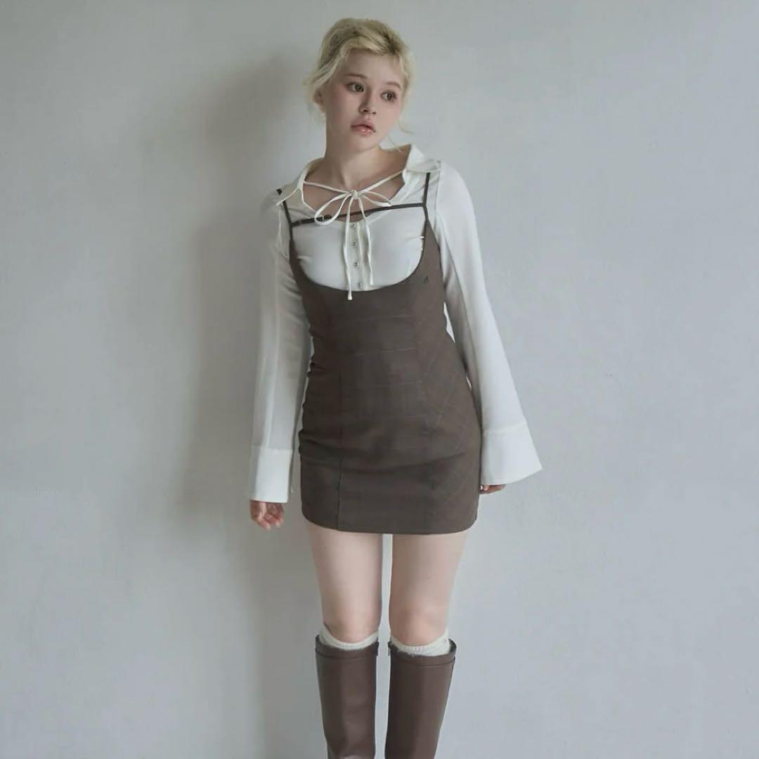 ワンピース ANDMARY Betty layered check dress