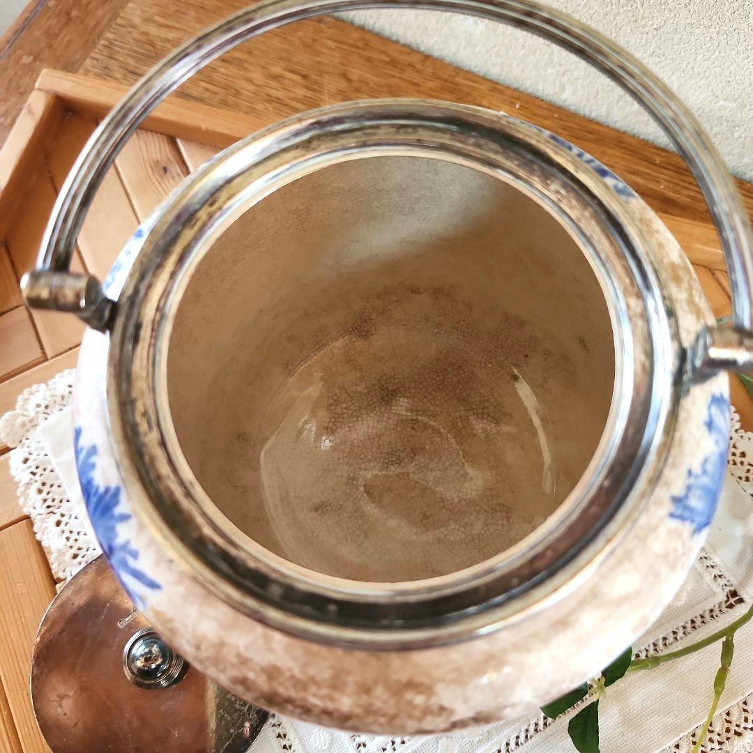 青い花　クッキージャー　ジャー　イギリス　古い　ロイヤルドルトン