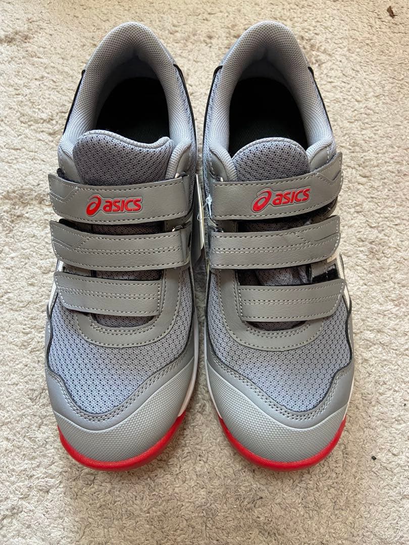 asics 安全靴 グレー/レッド ベルクロ