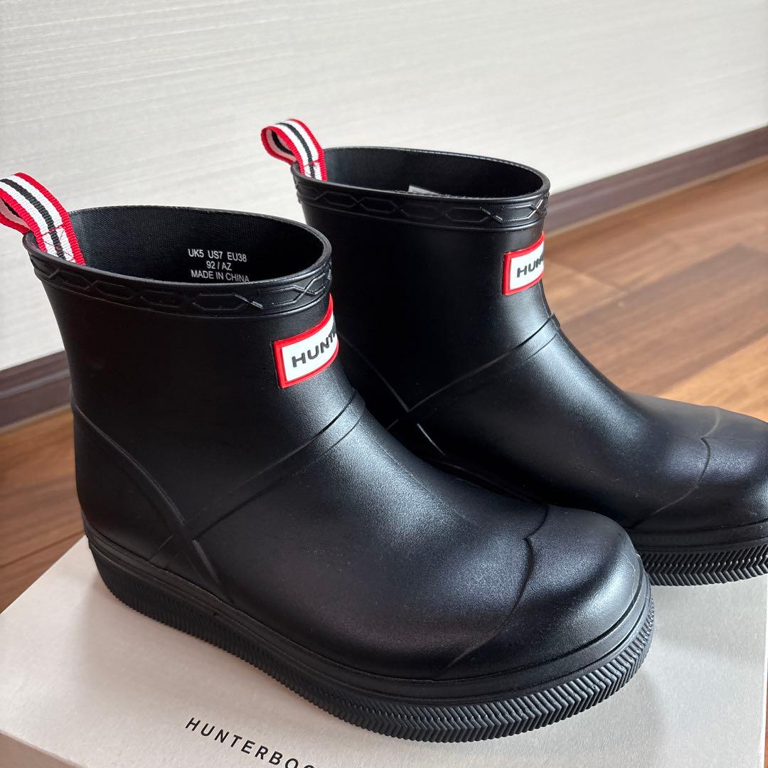 HUNTER ブラック レインブーツ US 7
