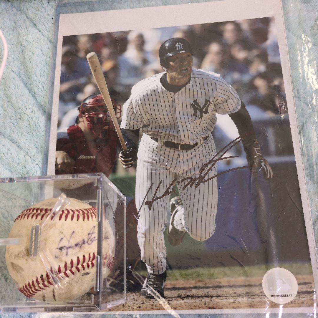 松井秀喜　ヤンキース　直筆サイン入り写真　サインボール　鑑定書つき