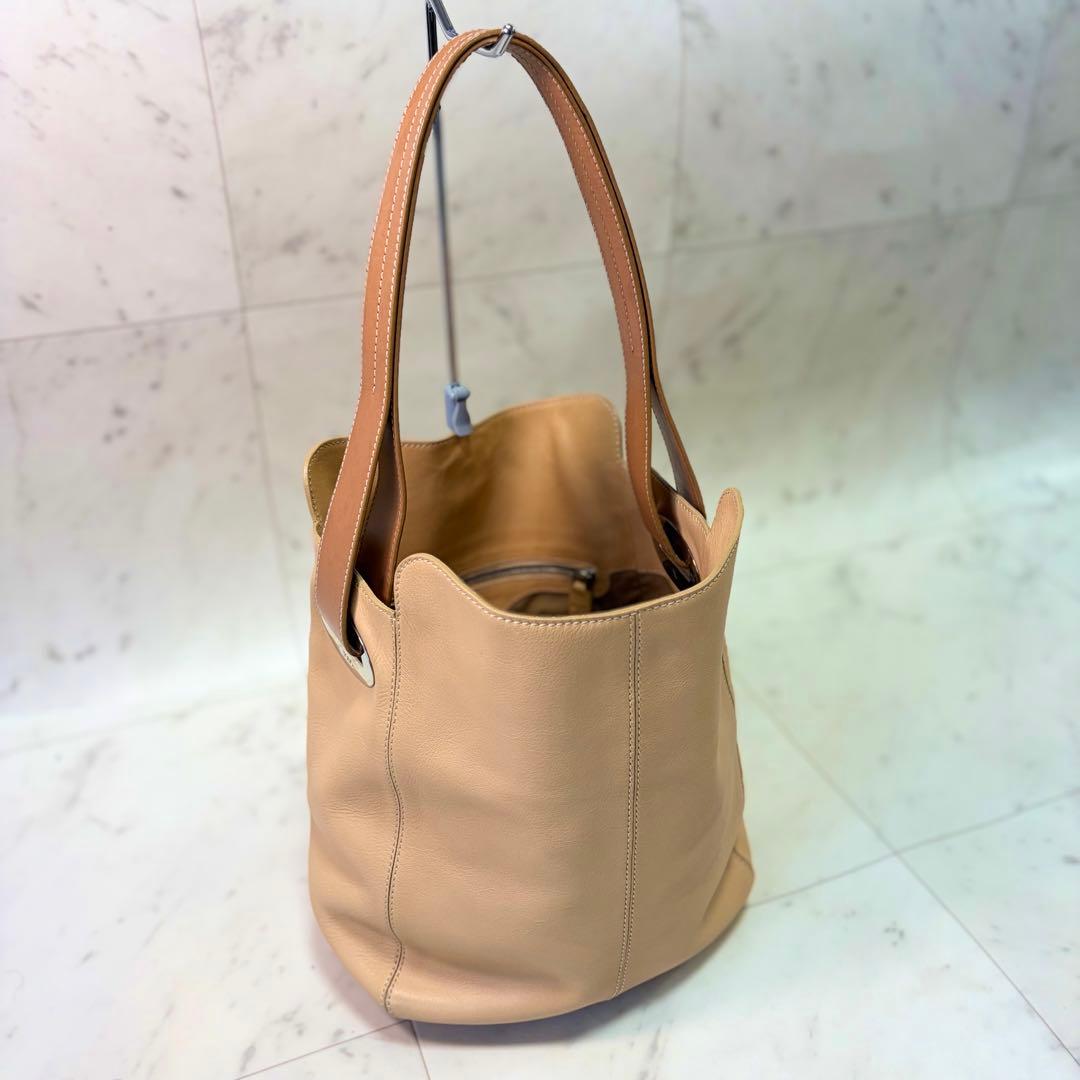 TOD'S トッズ ハンドバッグ レザー ベージュブラウン 肩掛け トートバッグ