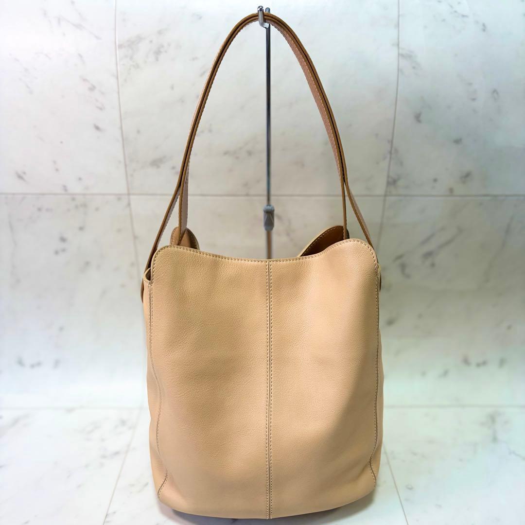 TOD'S トッズ ハンドバッグ レザー ベージュブラウン 肩掛け トートバッグ
