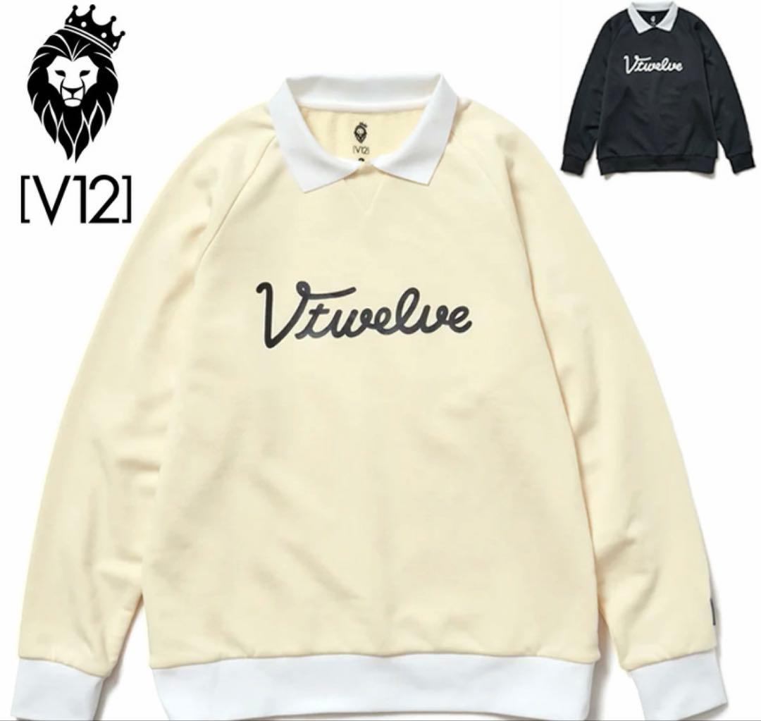 ¥26,400V12/L】襟付き長袖スウェット長袖カットソートレーナーポロシャツ