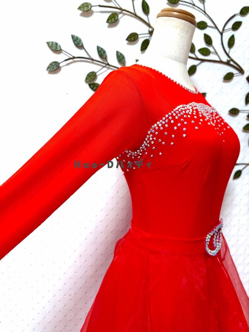 新品★ダンスドレス★スタンダード★社交ダンス★スムース★競技会★パーティー★赤黒