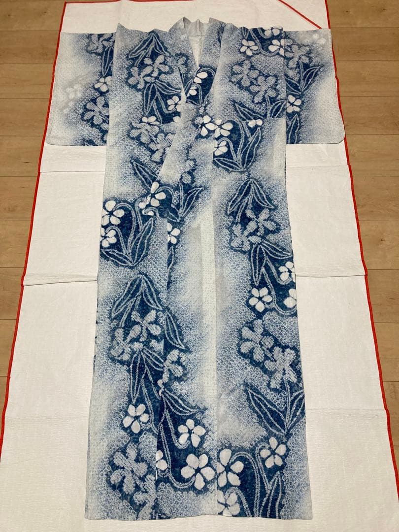 有松絞り　浴衣　スミレ　裄66.5cm 美品