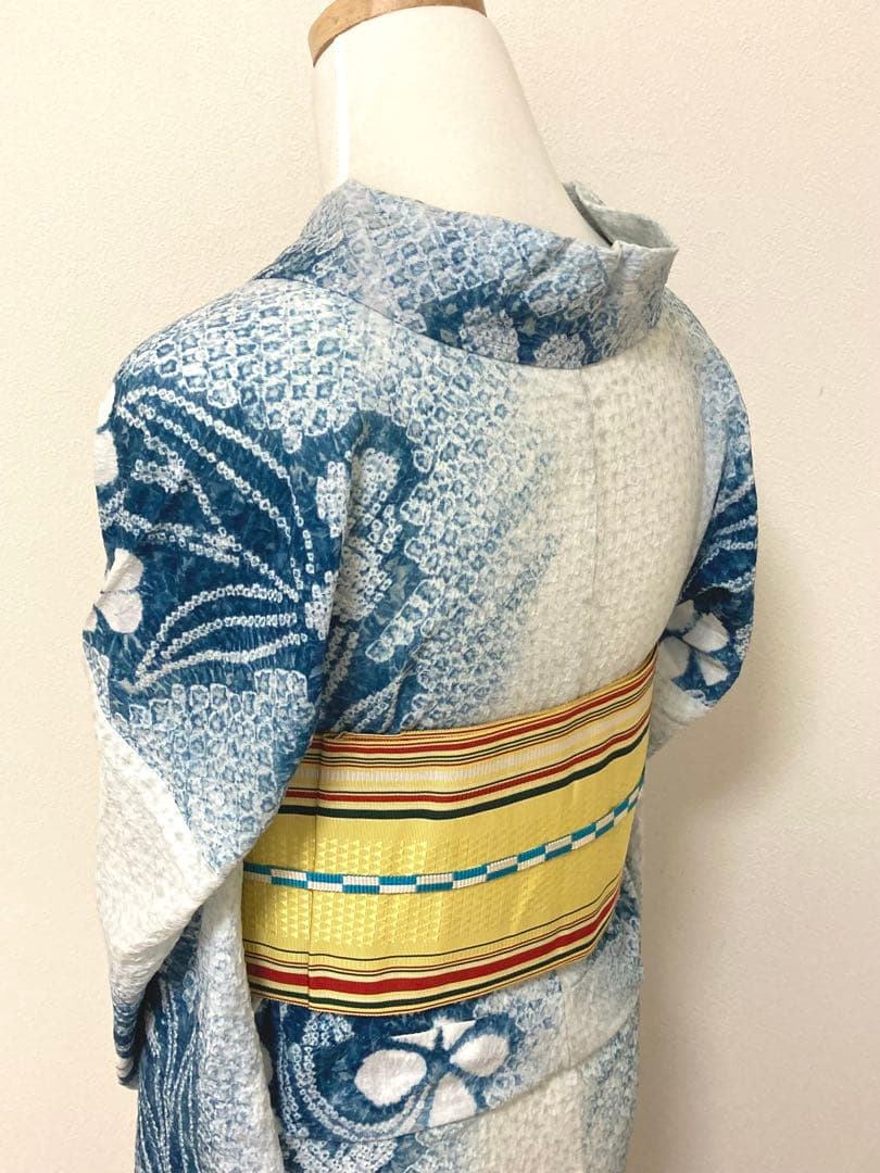 有松絞り　浴衣　スミレ　裄66.5cm 美品