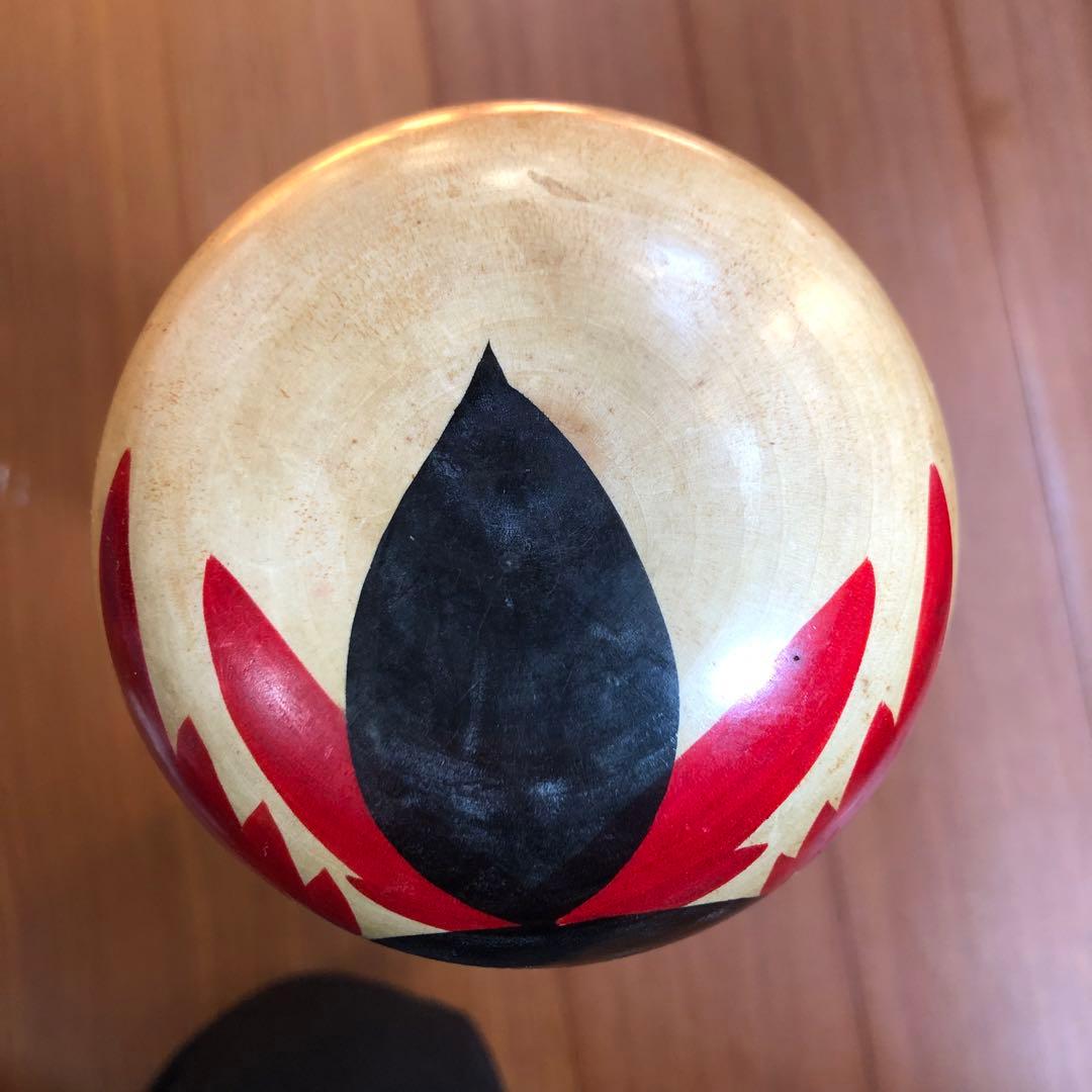 伝統的な花模様の木製こけし大 高さ約40㎝ 作家名 昭和初期