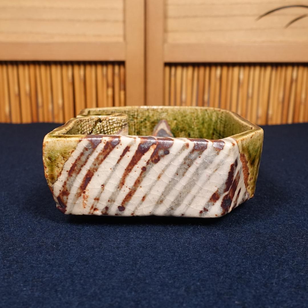 玉置保夫 織部向付 5客 共箱 岐阜県重要無形文化財