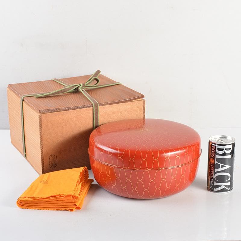 飛来一閑造　金蒔絵　網目食籠　菓子器　蓋物　共布　淡々斎極め箱　V　R7047