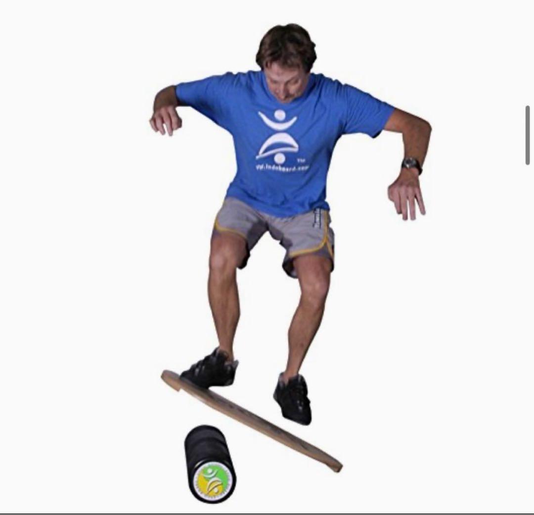 INDO BOARD バランスボード 木製 波デザイン 付属ローラー付き