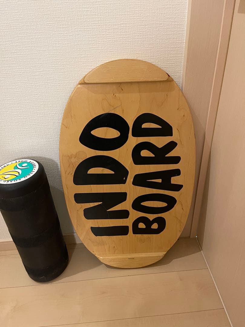INDO BOARD バランスボード 木製 波デザイン 付属ローラー付き