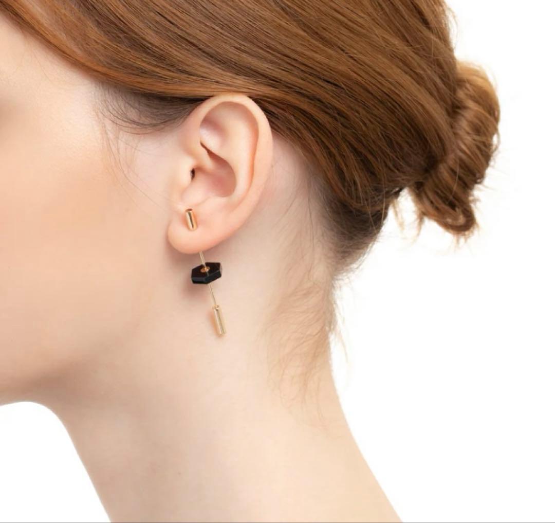美品　hirotaka ヒロタカ　ショートスピア　ピアス / オニキス　k10