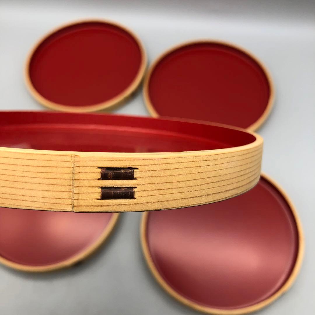 大館工芸社秋田杉天然木曲げわっぱ銘々皿5枚セット高級伝統工芸品カシュー樹脂塗装